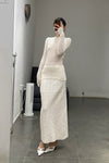 SWAYING/KNIT striped diagonal sleeve bottoming shirt SW23AW1T14 white